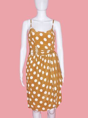 1970s-1980s PLATINE PARIS POLKA Dot Party Dress W/Cummerbund Waist. Extra Small